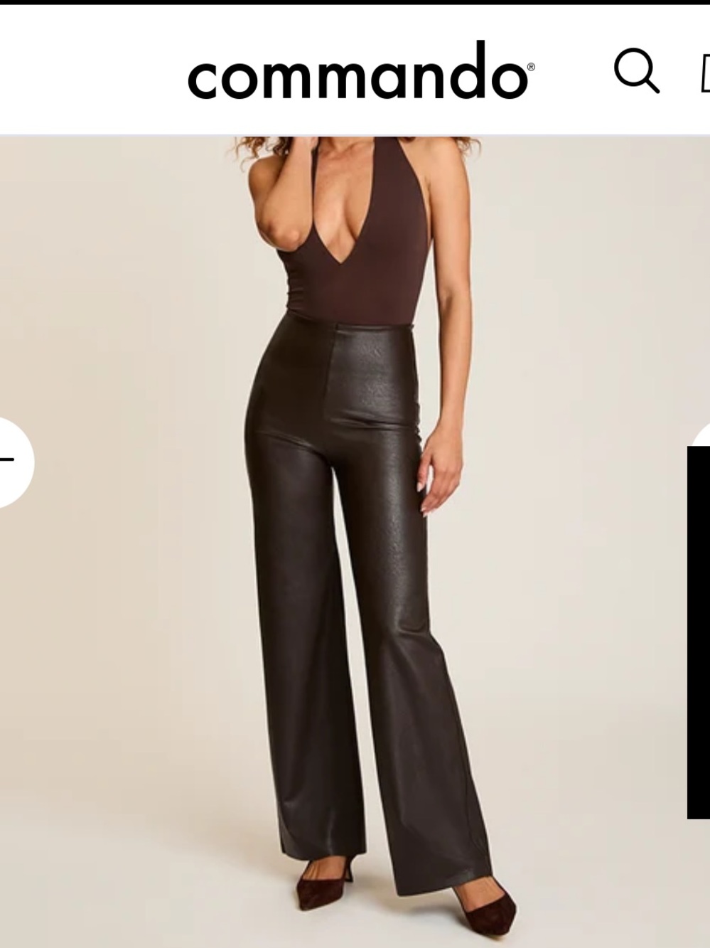 Commando Black Faux-Leather High-Waist Wide-Leg Pants